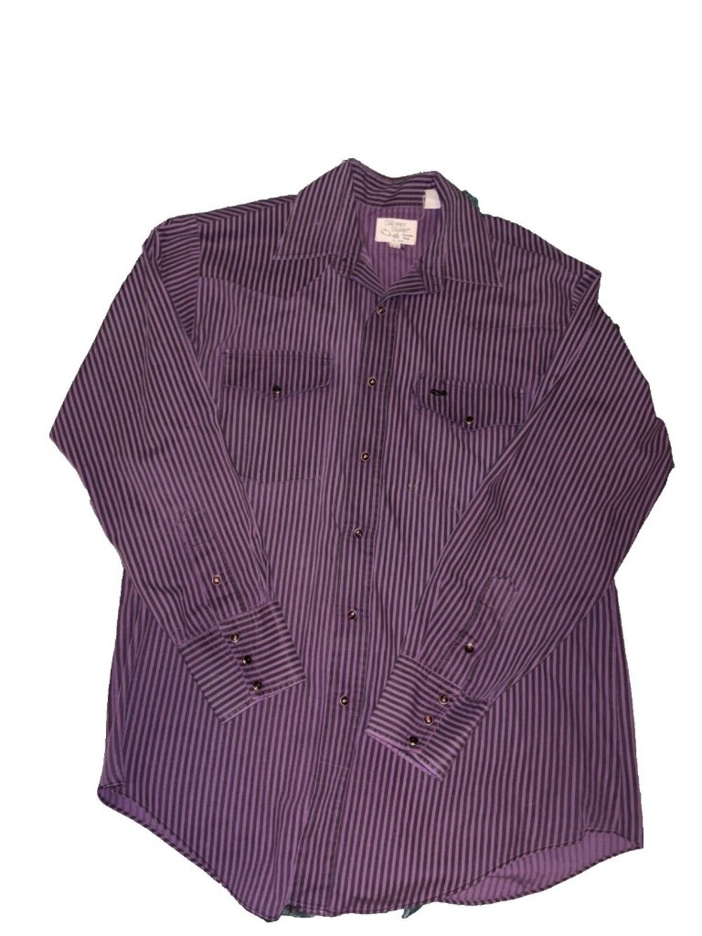 Vintage 80s Silver Spur Western Wear Pearl Snap Shirt Men's 16-34 Purple Stripe